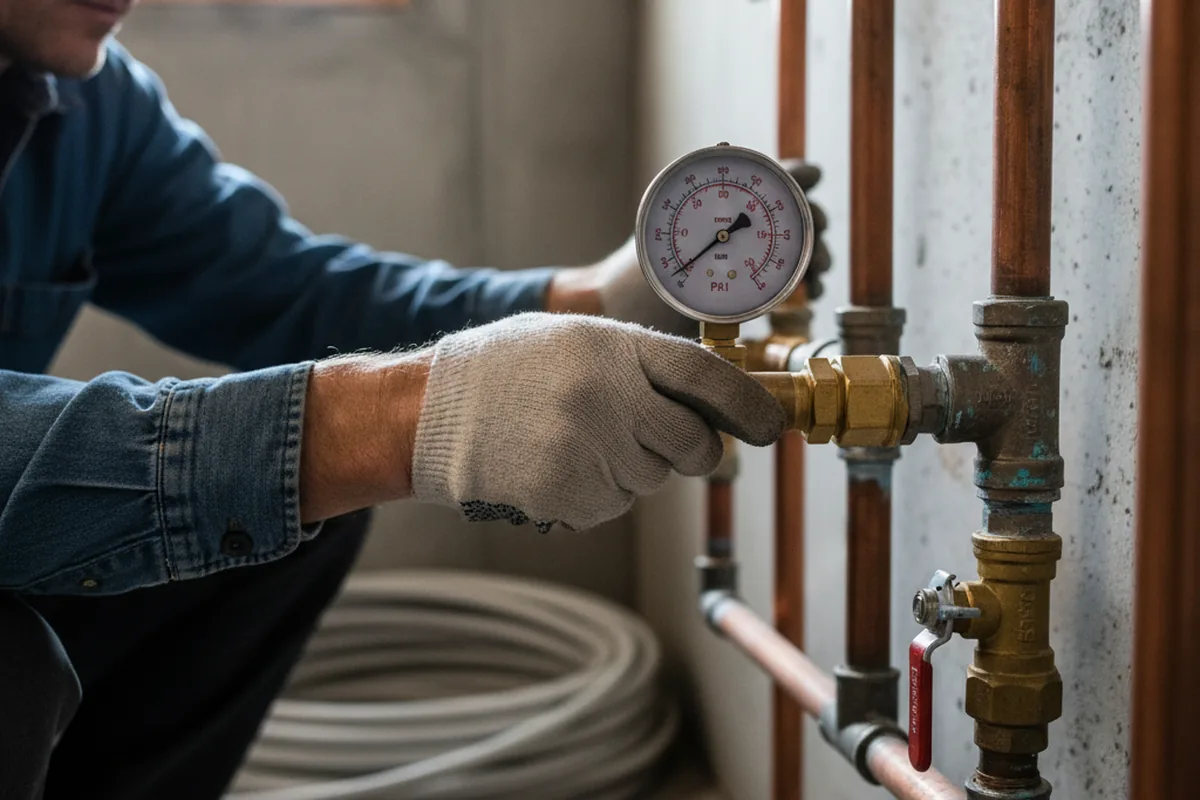 Pressure testing a repaired line during Water Line Repair in Agate