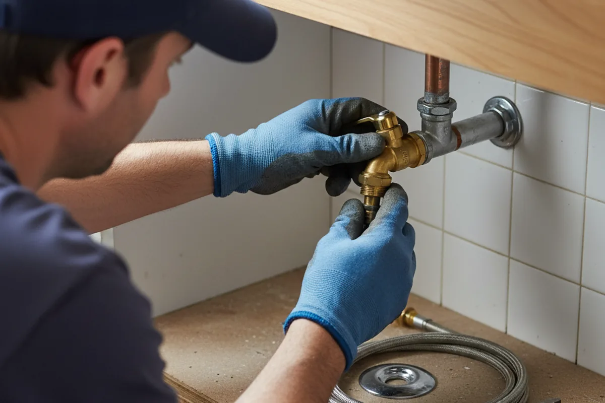Shutoff valve and fitting work during Burst Pipe Repair in Agate